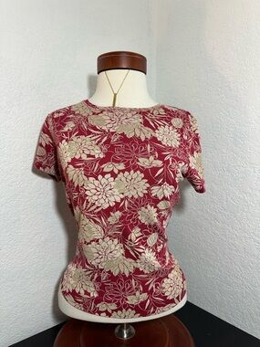 Vintage Y2K‎ St. John Floral Beach Baby Tee Size Medium